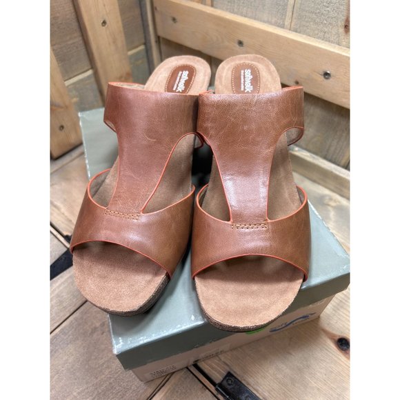 NEW Softwalk Brown Tan Slip On Wedge Sandals Womens 12M Jermaine - Picture 6 of 9
